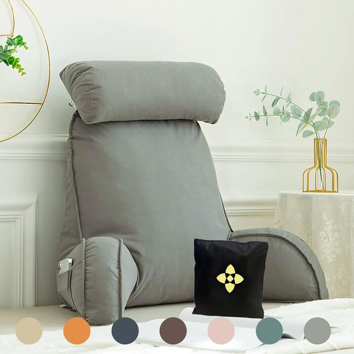 Подушка для читання, подушка для спинки ліжка, подушка для спинки крісла-ліжка, опора для спини, спинка подушки ліжка, подушка сидіння ліжка з підлокітником, подушка для спинки ліжка, подушка для спинки з підлокітниками 75см40см58см Світло-сірий 75x40x58с