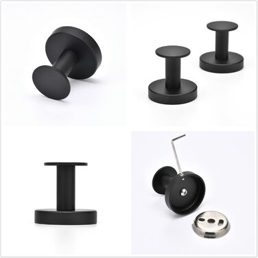 Настінні гачки для ванної кімнати, гачки для одягу, гачки для рушників, настінні, 4 шт., чорні аксесуари, надміцні, вішалка для капелюхів, вішалка для одягу, чорний, 9777B-4