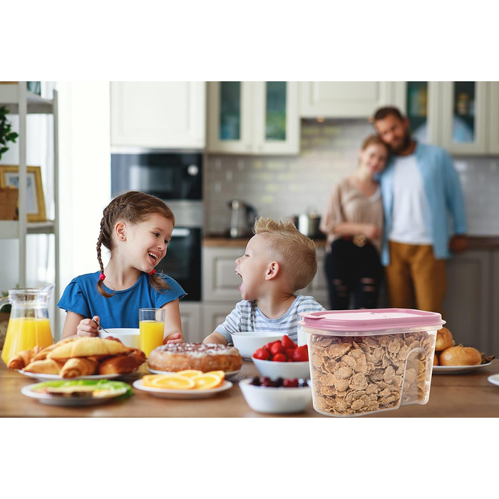 Контейнери для зберігання SUSTANIA, набір з 4 шт. , різні розміри, 1 л, прозорі з кришками на шарнірах, диспенсери для пластівців, пластик, ідеально підходять для пластівців, зроблено в Європі, 100 придатні для переробки