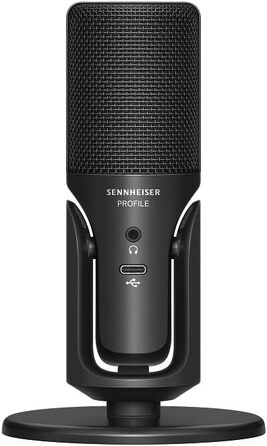 Мікрофон Sennheiser Profile з конденсаторним капсюлем Plug & Play, ідеальний для подкастів та стрімінгу Настільна підставка та кабель USB-C 1,2 м у комплекті Чорний (700065)