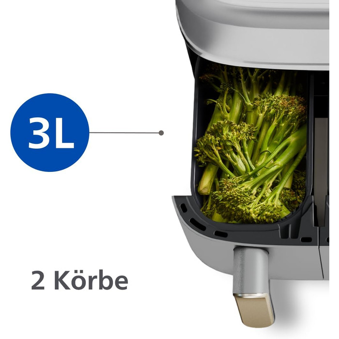 Аерофритюрниця Philips Airfryer 3000 Serie з двома кошиками, Білий, 9 л