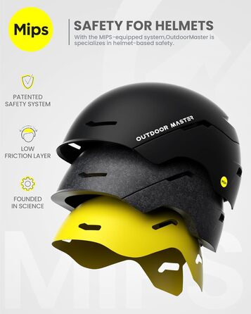 Комплект лижних шоломів OutdoorMaster, лижний шолом ELK MIPS з лижними окулярами OTG - комплект шоломів для сноуборду MIPS для чоловіків, жінок та дітей, матово-чорний, L