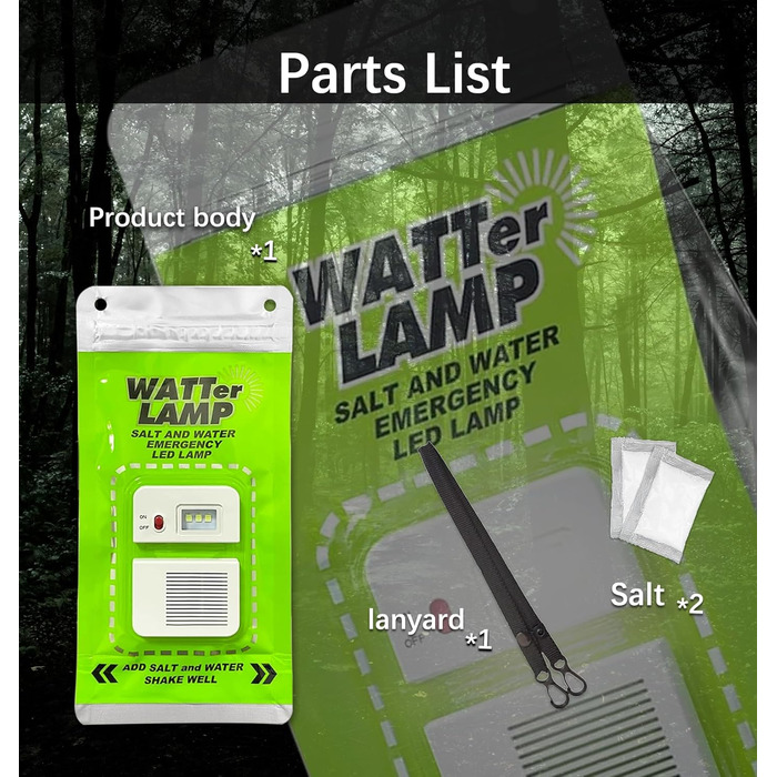 Лампа з 3 світлодіодними намистинами для морської води - екологічне зовнішнє освітлення для кемпінгу, походів, риболовлі Батарейки не потрібні, аварійне освітлення з часом роботи 140 годин Необхідне спорядження для виживання під час відключення електроене