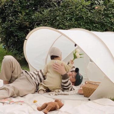 Розкладний пляжний намет, захист від ультрафіолету, легкий всепогодний пляжний намет для саду та пляжу, бежевий