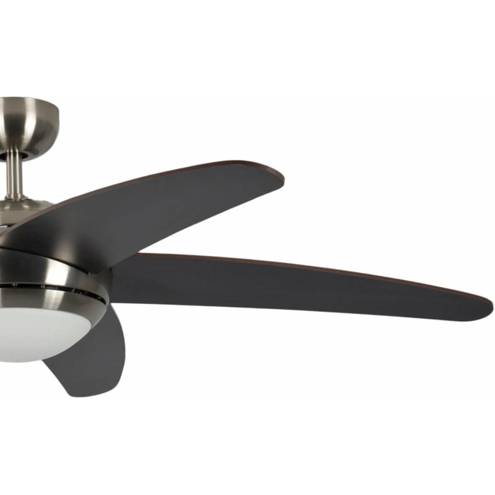 Стельовий вентилятор Pepeo з підсвічуванням і пультом Melton, корпус нікель, колір лопатей Wanaque / коричневий, 132 см, для приміщень до 25 м