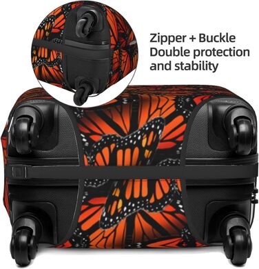 Чохол для валізи Метелики Монарх, міцний захист, підходить для багажу розміром 45.7-81.3 см, малий, Чорний