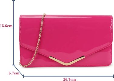 Сумка-клатч з лакованої шкіри, для нареченої, весілля, вечірки, святкової події, гаманець, сумка на ланцюжку, середнього розміру, фуксія, 9