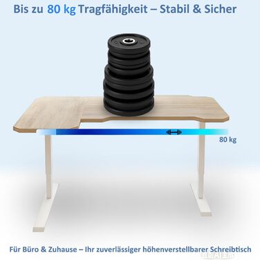 Електричне регулювання висоти письмового столу, L-подібний стіл 150 см для роботи сидячи та стоячи з 4 налаштуваннями пам&39яті, стільниця зі зрощеного світлого дуба, регульований по висоті стіл для домашнього офісу 150x78 світлий дуб