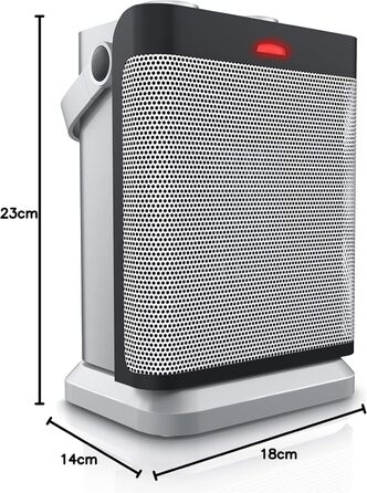 Енергозберігаючий, тихий електричний керамічний обігрівач - Електричний обігрівач з 2 режимами нагріву - Захист від перегріву - Коливання - Термостат - Ванна кімната, спальня, вітальня A Срібний