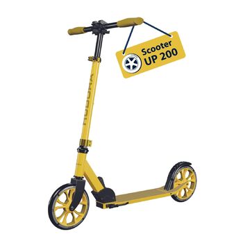 Самокат HUDORA Scooter Up 200 безшумний алюмінієвий самокат до 100 кг, з регулюванням висоти та можливістю складання, для дітей, підлітків та дорослих, колір Normal canary