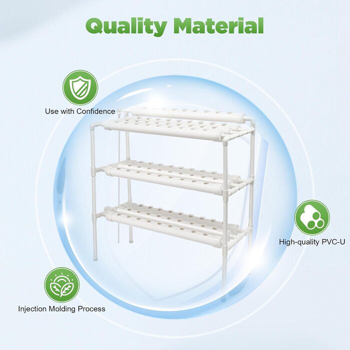 Набір для гідропонного вирощування LIAIZE із 90 місцями для рослин, 3-шарова система гідропонного вирощування, набір для гідропонного вирощування на ділянці Система гідропонного садівництва Безґрунтові труби для вирощування Вертикальний сад