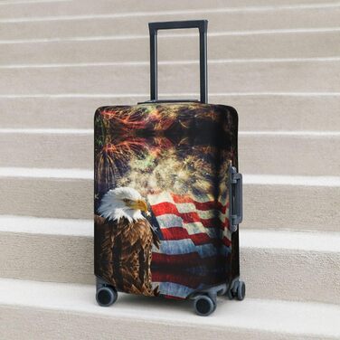 Чохол для валізи Пілотний кокпіт, захист від пилу та подряпин, принт з американським прапором, орлом та феєрверком, розмір 80 см