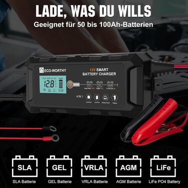 Автомобільний зарядний пристрій LiFePO4 зарядний пристрій 12В з активацією літієвої батареї для автомобіля вантажівки мотоцикла га