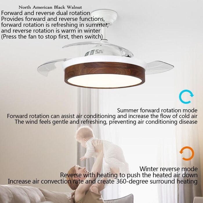 Світлодіодне освітлення NSXBY, прихований стельовий вентилятор, безшумний вентилятор, сучасний стельовий вентилятор, пульт дистанц