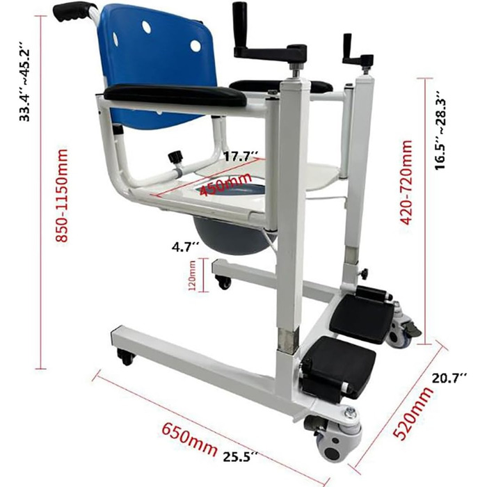 Підйомне крісло для перенесення пацієнта, туалетне крісло для людей похилого віку, допоміжний засіб для вставання в ліжку, підйомник для пацієнтів, туалетне крісло з ліжком з розділеним сидінням A на 180