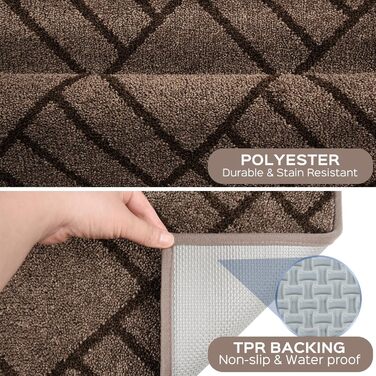 Килимок для входу 60 x 90 см, килимок, що миється, килимок для внутрішнього використання, нековзний килимок для дверей, килимок для коридору, ванної кімнати, кухні, спальні, сіро-коричневий, 60 x 90 см (прямокутний)