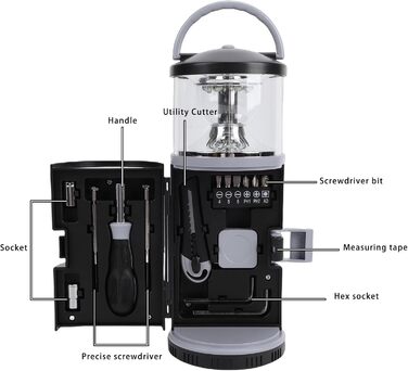 Світлодіодний кемпінговий ліхтар Cocoarm з набором інструментів, освітлення на 360 градусів, аварійний червоний сигнальний ліхтар, портативний, для кемпінгу та риболовлі