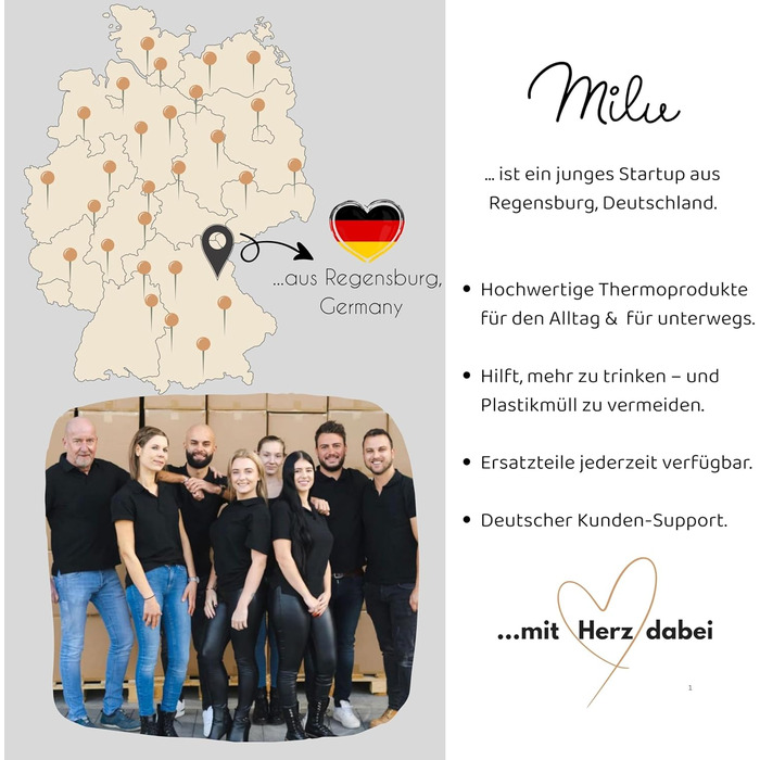 Термос Milu, ізольована пляшка, 1 л, 750 мл, 500 мл - ізольована пляшка для пиття з нержавіючої сталі, 100 герметична, з подвійною ізоляцією (чорна, 1000 мл) 1000 мл чорний