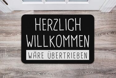 Килимок для дверей у формі кухля з написом &quotЛаскаво просимо - це перебільшення&quot - килимок, кумедний килимок - подарунок (чорний)