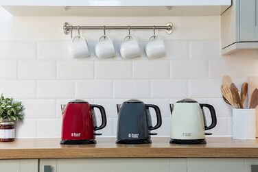 Чайник Russell Hobbs малий 1,0 л Кольори Нержавіюча сталь Червоний (2400 Вт, функція приготування під тиском, знімний фільтр від накипу, зовнішній індикатор рівня води, маленький туристичний чайник) Чайник 24992-70