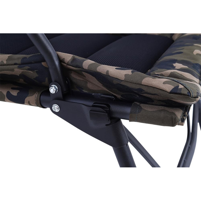 Рибальське крісло XL, вантажопідйомність 150 кг, коропове крісло з підлокітниками, складне, зручне рибальське крісло з підлокітниками та регульованою висотою сидіння (від 42 см до 55 см), кемпінгове крісло з надзвичайно широким сидінням