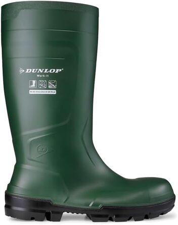 Робочі черевики DUNLOP Work-It S5 з ПВХ для чоловіків та жінок Водонепроникні захисні черевики зі сталевим носком Будівельні черевики Хімічні та стійкі до ковзання Жовті Розміри від 35 до 50 (EU 40) Зелені