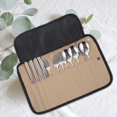 Набір столових приборів для кемпінгу CALLARON із сумкою, що згортається, легкий нейлоновий посуд для пікніка для походів, барбекю та використання на свіжому повітрі