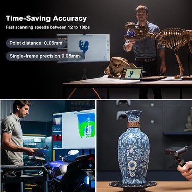 Портативний 3D-сканер Revopoint POP 3 із 3D-друком, 3D-сканер із точністю 0,05 мм і швидкістю сканування 18 кадрів/с, кольорове 3D