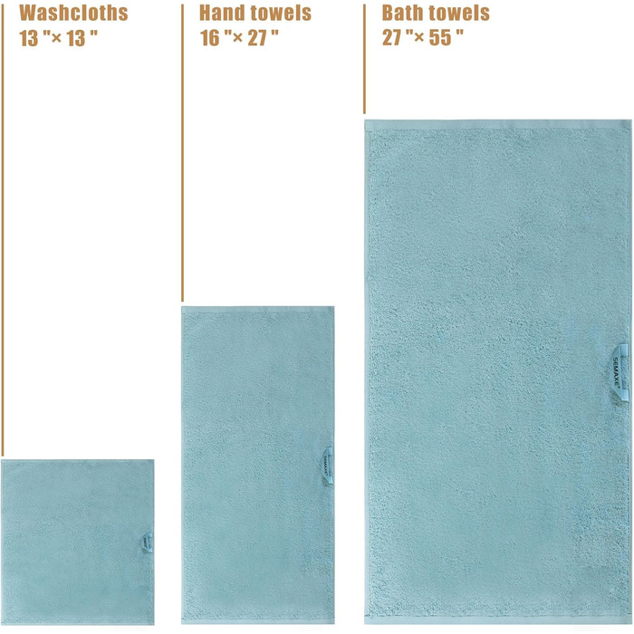 Набір рушників SEMAXE з 18 шт. включає 6 банних рушників, 6 рушників для рук, 6 фланелей, 100 бавовна, банні рушники з петельками