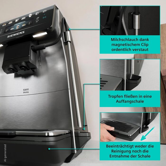 Кавомашина Siemens EQ600 iAroma TP605EM3, нержавіюча сталь, понад 40 напоїв