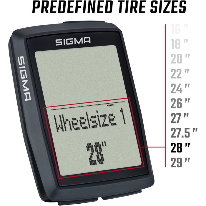 Велокомп'ютер SIGMA BC 14.0 WR, 1.22 дюйма, Дротовий/Барометричний, Пластик, Чорний