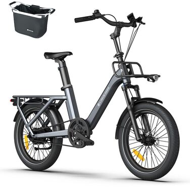 Електричний велосипед, двигун BAFANG, ремінний привід, перемикання двох режимів, електровелосипед 20 дюймів, 2/3 швидкості, жіночий/чоловічий електровелосипед сірого кольору Air One Pro (2 швидкості)