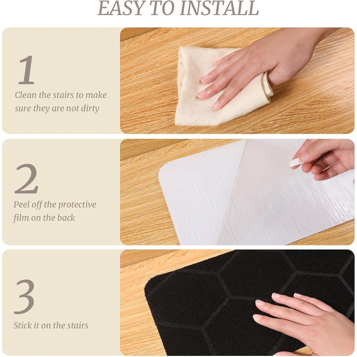 Сходинки для дерев&39яних сходів для приміщень, 20,3 x 76,2 см, чорні, 15 шт.