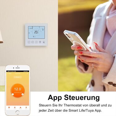 Термостат для теплої підлоги WiFi Water Heating Hot Water 3A, сумісний з Alexa, Tuya Smart Life APP, інтелектуальний термостат для водяної теплої підлоги Кімнатний термостат білий