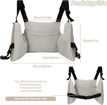 Подушка для мастектомії, подушка для порту молочної залози, подушка для грудей для автомобіля, подушка для відновлення після хіміотерапії, мастектомії, зменшення грудей, збільшення грудей та лімфедеми (сіра)