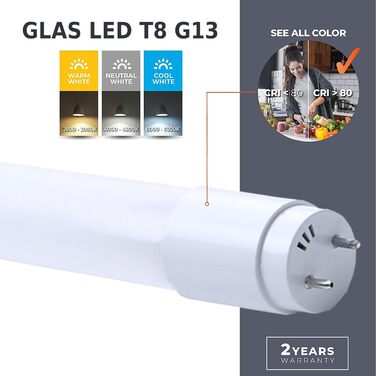 Чиста світлодіодна трубка з 10 шт. 120 см - СКЛО T8 G13 - нейтральний білий (4000K) - 18 Вт (замінює 36 Вт) - 1800 люмен - включно зі стартером - люмінесцентна трубка Неонова трубка трубка лампа Світлодіодна трубка