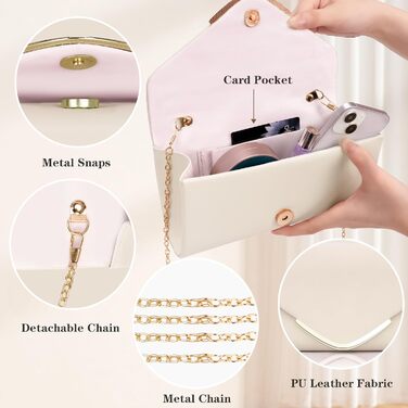 Жіночий клатч Larcenciel, шкіряна сумка кольору тілесного кольору з ланцюжком, елегантна вечірня сумка-конверт, модна сумка через плече