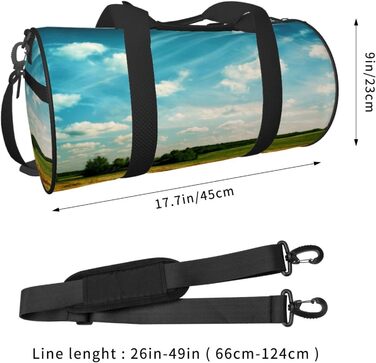 Спортивна сумка, дорожня сумка, сумка для подорожей, з принтом Пшеничне поле, сумка на нічліг, чорна, універсальний розмір