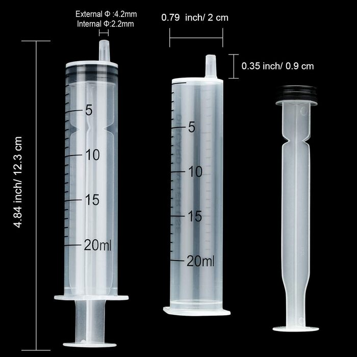 Формований пластиковий шприц обємом 300 мл з трубкою довжиною 1 м і 20 мл/10 мл кожен від /5 мл до 2 шт./1 мл до 6 шт. для відсмоктування рідини для вимірювання поживних речовин у гідропоніці