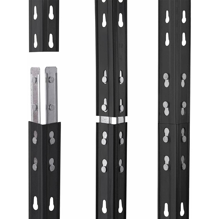 Посилений стелаж Rivet, комплект з 2 шт., з HDF-плитами, 180x90x45 см (ВxШxГ), 5 полиць, вантажопідйомність 250 кг на полицю, антрацитово-сірий. Безригельний стелаж, металевий стелаж, стелаж для підвалу, стелаж для зберігання, стелаж для майстерні, стелаж