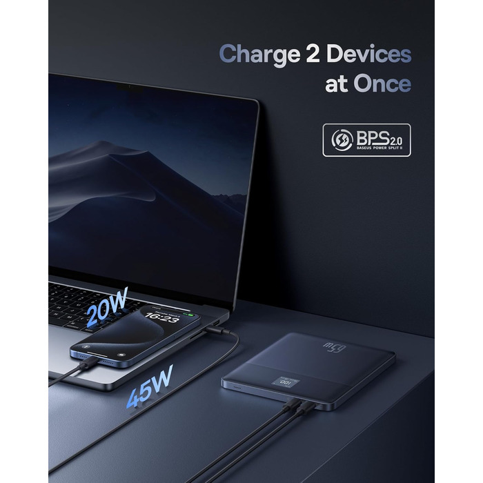 З керуванням додатками та світлодіодним дисплеєм, портативний зарядний пристрій для швидкої зарядки для iPhone 15 14 серії, Samsun