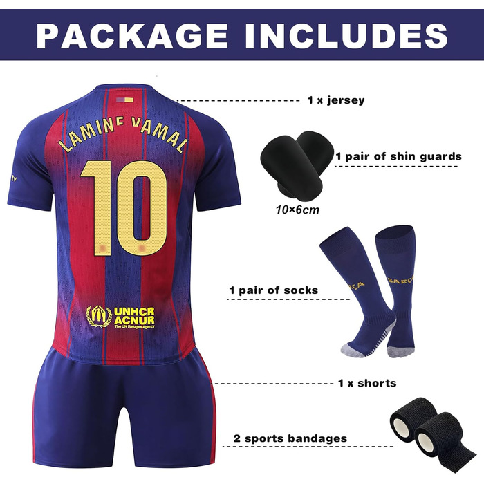 Новий комплект футбольної майки 10 для дітей, тренувальна футбольна майка, домашня/виїзна футбольна майка, футболки для вболівальників, швидковисихаюча дихаюча футбольна майка з щитками для гомілок, розмір 140-146, синій