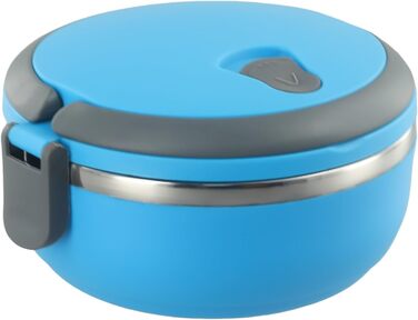 Термоланчбокс Круглий, 700 мл, синій. Ізольований контейнер для їжі з міцною внутрішньою колбою з нержавіючої сталі PP-304, для студентів, офісу, подорожей. Герметичний, легко миється, зберігає тепло до 3-4 годин.