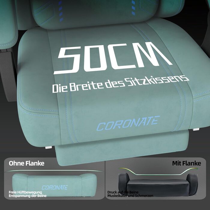 Ергономічне ігрове крісло MIXASTEP з регульованою спинкою та функцією повороту на 360 - Офісне крісло для дорослих/молоді 150 кг, ПК-крісло з технічної тканини синього кольору для домашнього офісу/ігор