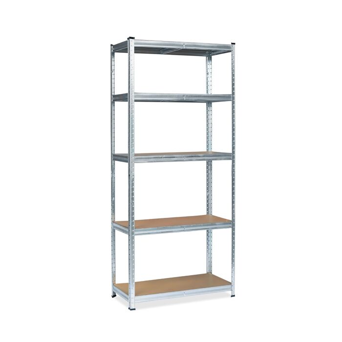 Міцний стелаж Grafner з 5 полицями з МДФ, максимальне навантаження 375 кг, закруглені кути, 75x30x172 см, стелаж без ригелів, полиця для зберігання, полиця для підвалу