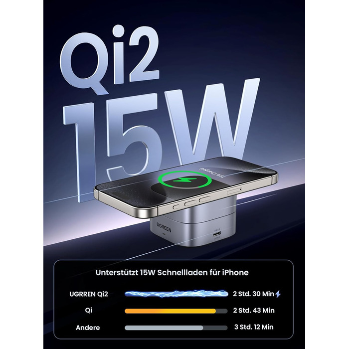 Сертифікована 15 Вт зарядна станція 2 в 1, сумісна зі складним бездротовим зарядним пристроєм MagSafe для iPhone 16/15/14/13, AirP