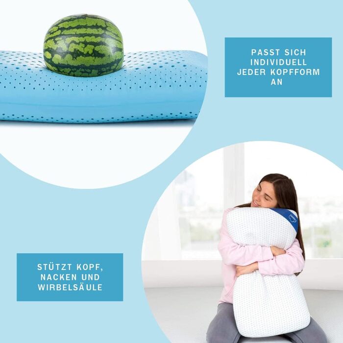 Пінопластова подушка Genius eazzzy 40x80 см, висота 10 см - подушка для підтримки шиї з 2 рівнями жорсткості охолоджувальний гелевий пінопласт - подушка для сну на боці, спині та животі в упаковці з 2 шт.