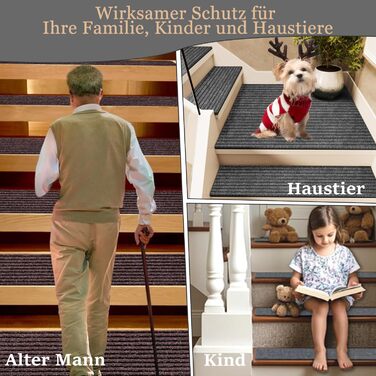 Набір із 15 килимків для сходів, самоклеючі протиковзкі килимки для сходів для використання всередині приміщень, килимок для сходів 6020 см, нековзний килимок для дітей, людей похилого віку та домашніх тварин (хакі)