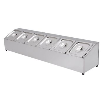 Контейнерів для інгредієнтів з сітки, контейнери для інгредієнтів з нержавіючої сталі, контейнери для гарнірів, барні контейнери, для ресторанів, магазинів хот-потів, магазинів молочного чаю, фруктових магазинів, 2 л x 6, 104 x 22,5 x 22 см, 6