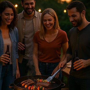 В-1 Дим-гриль Вугільний гриль з кришкою для копчення, смаження та приготування (з резервуаром для води, 2 решітками для грилю, гачками для копчення, термометром) Димна бочка для саду та кемпінгу, 400 3-